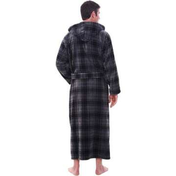 Men’s Full Length Hooded Fleece Bathrobe - Alexander Del Rossa