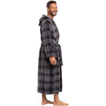Men’s Full Length Hooded Fleece Bathrobe - Alexander Del Rossa