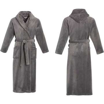 Men’s Full Length Hooded Fleece Bathrobe - Alexander Del Rossa