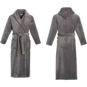 Men’s Full Length Hooded Fleece Bathrobe - Alexander Del Rossa