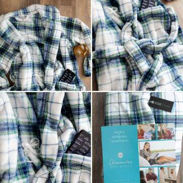 Men’s Full Length Hooded Fleece Bathrobe - Alexander Del Rossa