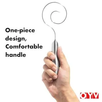 OYV Seamless Dough Whisk - Durable 18/10 Stainless Steel Baking Tool