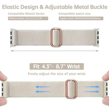 Stretchy Nylon Solo Loop Band Compatible with Apple Watch Bands 38mm 40mm 41mm 42mm 44mm 45mm 46mm 49mm,Braided Sport Elastic Strap Wristbands for iWatch bands Series 10 9 8 7 6 SE 5 4 3 2 1 Women Men