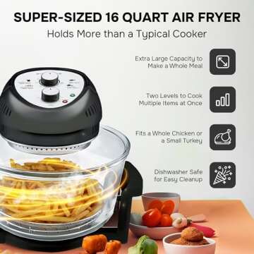 Big Boss 16Qt Large Glass Air Fryer – Healthy Cooking for the Whole Family