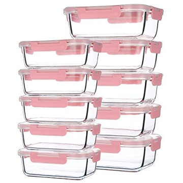 C CREST 10Pack Glass Meal Prep Containers with Lids