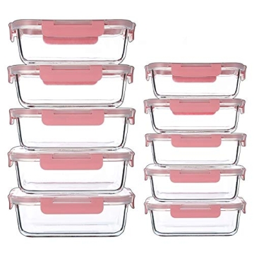 C CREST 10Pack Glass Meal Prep Containers with Lids
