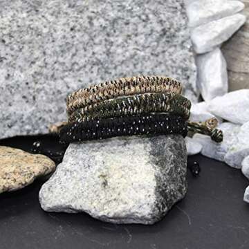 FROG SAC 6 Paracord Bracelets for Boys, Woven Parachute Cord Braided Bracelet Pack, String Friendship Jewelry, Easter Basket Fillers for Teens, Stocking Stuffers, Camping Party Favors