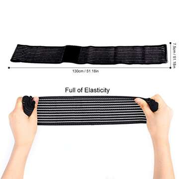 Yosoo Black High elasticity Calf Thigh Support Knee Brace Compression Wrap Support Bandage Brace Gua...