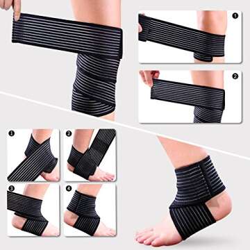 Yosoo Black High elasticity Calf Thigh Support Knee Brace Compression Wrap Support Bandage Brace Guard Injury Pain Sports Pad-Pack of 1