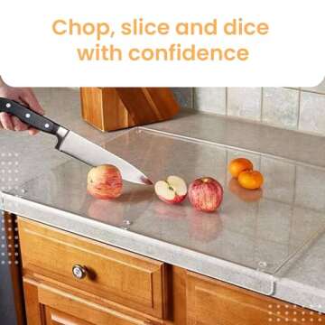 Transparent Acrylic Cutting Board with Kitchen Counter Lip - 18"x 14" - Clear & Non Slip Chopping Bo...