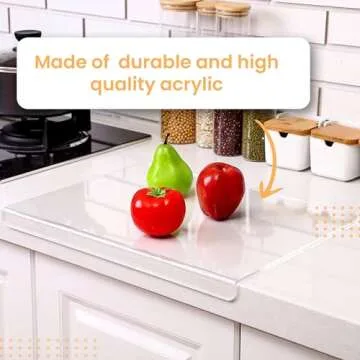 Transparent Acrylic Cutting Board with Kitchen Counter Lip - 18"x 14" - Clear & Non Slip Chopping Board - Countertop Protector for Chopping Food