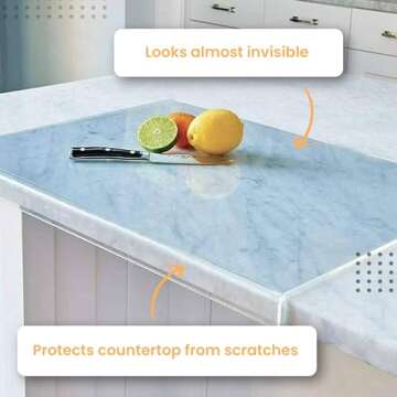 Transparent Acrylic Cutting Board with Kitchen Counter Lip - 18"x 14" - Clear & Non Slip Chopping Board - Countertop Protector for Chopping Food