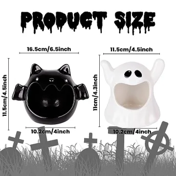 DIYDEC Halloween Candy Bowls - Ghost & Bat Dishes