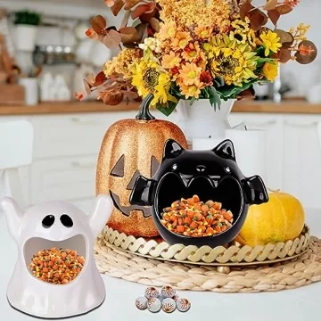 DIYDEC Halloween Candy Bowls - Ghost & Bat Dishes