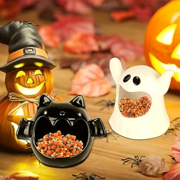 DIYDEC Halloween Candy Bowls - Ghost & Bat Dishes