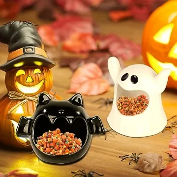 DIYDEC Halloween Candy Bowls - Ghost & Bat Dishes