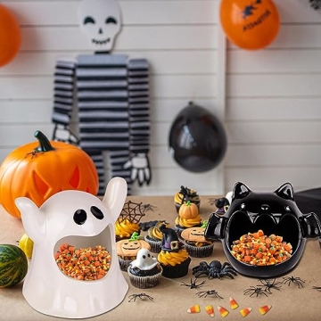 DIYDEC Halloween Candy Bowls - Ghost & Bat Dishes