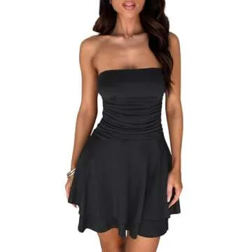 MEROKEETY Summer Strapless Tube Dress for Women