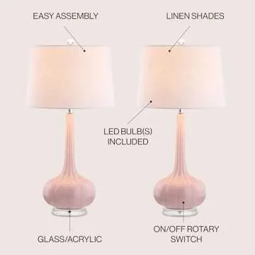 JONATHAN Y JYL1079A-SET2 Set of 2 Table Lamps Bette 28.5" Glass Teardrop LED Table Lamp Contemporary...
