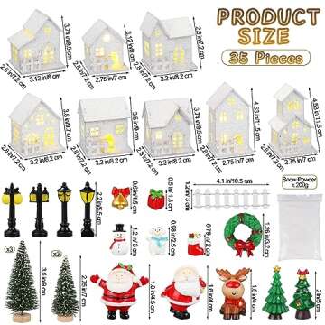 Fovths 35 Pieces Christmas Village Sets Lighted LED Village Houses Accessories with Artificial Fake ...