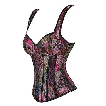 Women Sexy Boned Lace up Corsets Strap Bustiers Top Overbust Shaper Small Purple