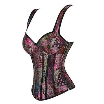 Women Sexy Boned Lace Up Corset Strap Bustiers Top - Small Purple