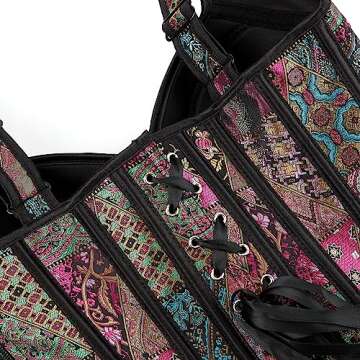 Women Sexy Boned Lace up Corsets Strap Bustiers Top Overbust Shaper Small Purple