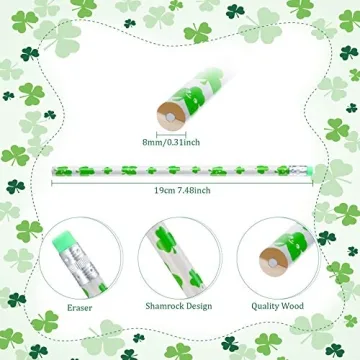 St. Patrick's Day Pencils - 50 Shamrock Wooden Party Favors
