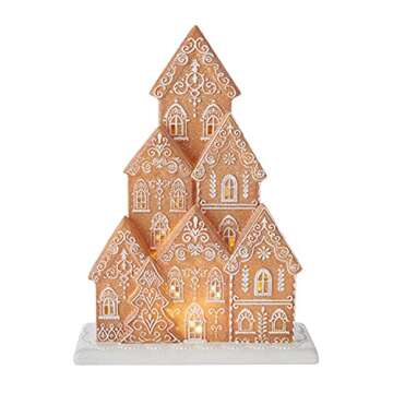 One Holiday Way 16-Inch Light Up Faux Gingerbread House Display Figurine w/Elegant White Icing – D...