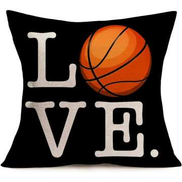 Basketball Pillowcase Set of 4 - Cotton Linen 18x18