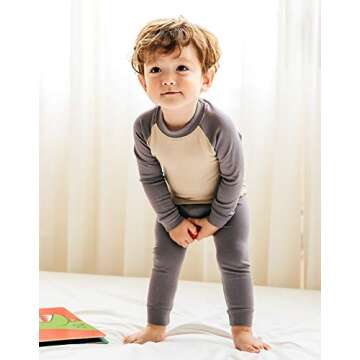 Vaenait Kids Toddler Long Sleeve Modal Sleepwear Pjs 2pcs Set Modalraglan Gray&Beige L