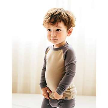 Vaenait Kids Toddler Long Sleeve Modal Sleepwear Pjs 2pcs Set Modalraglan Gray&Beige L