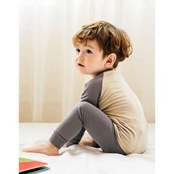 Vaenait Kids Toddler Long Sleeve Modal Sleepwear Pjs 2pcs Set Modalraglan Gray&Beige L