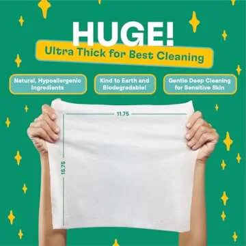 ZOOP XL Pet Wipes for Dogs & Cats – Thick, Huge Bath Wipes for Cleaning, Deodorizing, Conditioning, Wet Dog Wipes for Paws, Butt, Ear, Eye, Face, Whole Body, with Nanosilver-10 Count