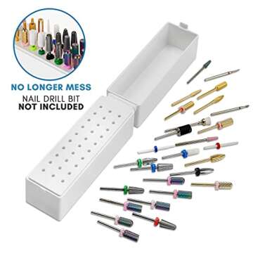 Makartt Nail Drill Bits Holder, Dustproof Stand Displayer Organizer Container 30 Holes Manicure Tool...