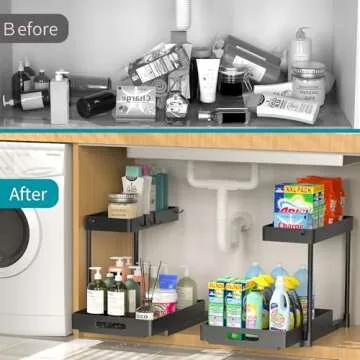 JWQ Under Sink Organizer 2 Pack for Efficient Storage Solutions