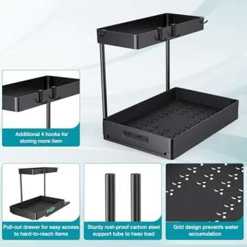 JWQ Under Sink Organizer 2 Pack for Efficient Storage Solutions