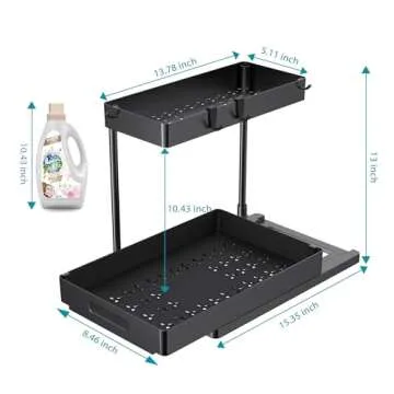 JWQ Under Sink Organizer 2 Pack for Efficient Storage Solutions