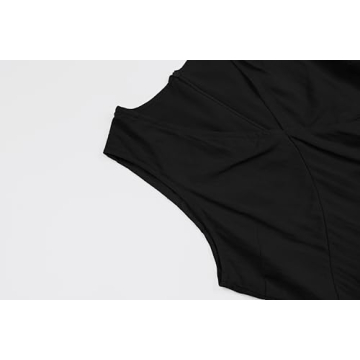 CHARTOU Women's Summer Sleeveless Mini Dress Cotton Linen V Neck Cinched A Line Slim Tank Short Dress (X-Large, Black)