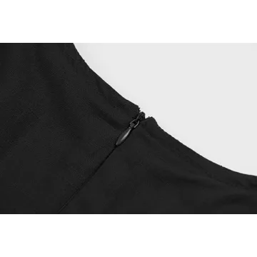 CHARTOU Women's Summer Sleeveless Mini Dress Cotton Linen V Neck Cinched A Line Slim Tank Short Dress (X-Large, Black)