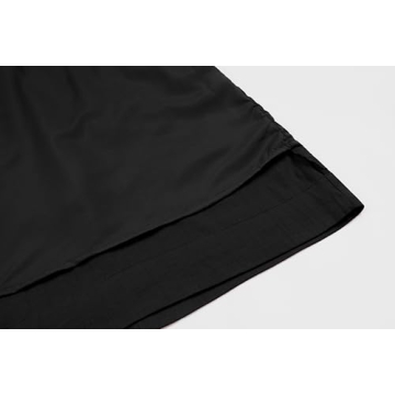 CHARTOU Women's Summer Sleeveless Mini Dress Cotton Linen V Neck Cinched A Line Slim Tank Short Dress (X-Large, Black)