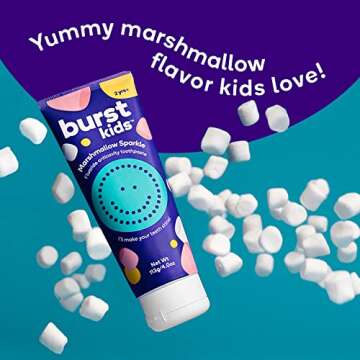 BURST Marshmallow Sparkle Kids Toothpaste with Fluoride (4oz/2 Pack) | Great Tasting | Flavored for ...