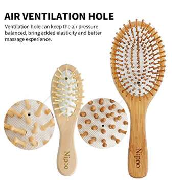 Nipoo Wooden Paddle Hair Brush - Detangle & Massage Scalp