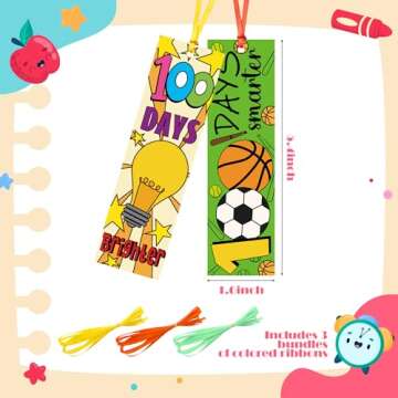 3sscha 72Pcs 100th Day of School Color Your Own Bookmarks, Kids DIY Coloring Blank Bookmarks 100 Day...
