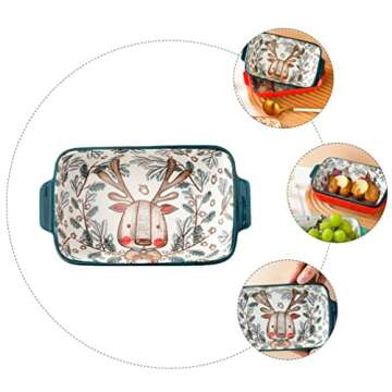 Cabilock Baking Dish Ceramic Casserole Dish Christmas Baking Dishes Rectangular Baking Pans Hand Painted Casserole Dish for Home
