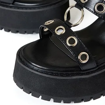 Goiphrri Women's Punk Goth Chunky Heel Platform Sandals