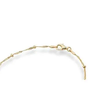 Miabella Italian 18K Gold Over Silver Singapore Bead Chain Station Necklace for Women, Made in Italy (Length 16 Inch (women's choker length))