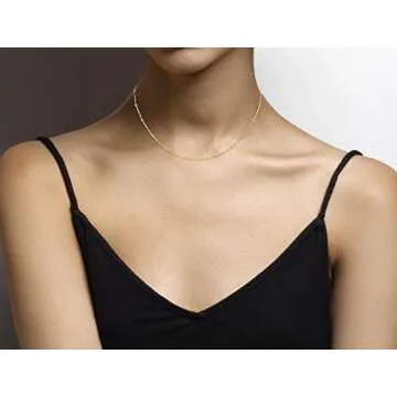 Miabella Italian 18K Gold Over Silver Singapore Bead Chain Station Necklace for Women, Made in Italy (Length 16 Inch (women's choker length))