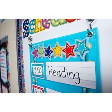 Light Blue Marquee Classroom Pocket Chart 14 Pockets