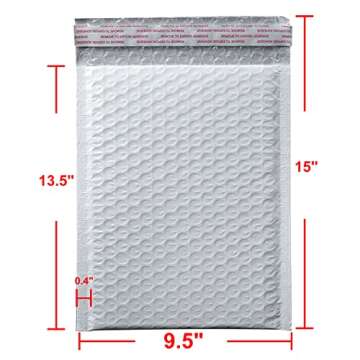 9527 Product Self Sealing Poly Bubble Mailers 9.5"x 13.5" Padded Shipping Envelopes 25Pcs